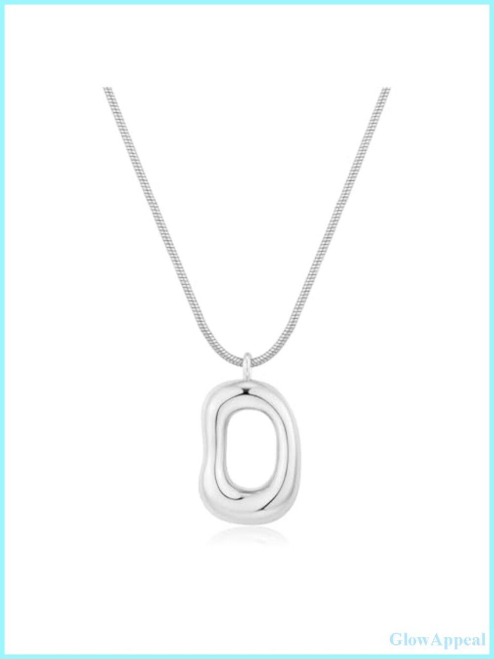 14K Gold Plated Irregular Oval Pendant Snake Chain Necklace